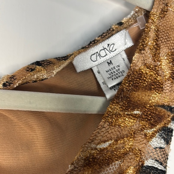 Cache Animal Print Tropical Lace Tank Top Resort Vacation - Picture 2 of 6